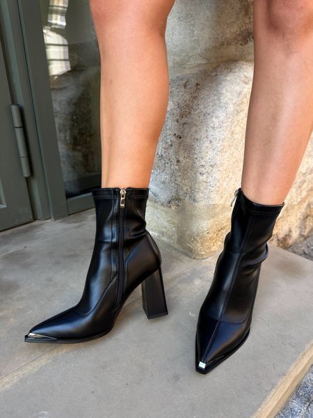 Ботильйони жіночі демісезонні з екошкіри з гострим носком на каблуку 10 см 12283-36 фото